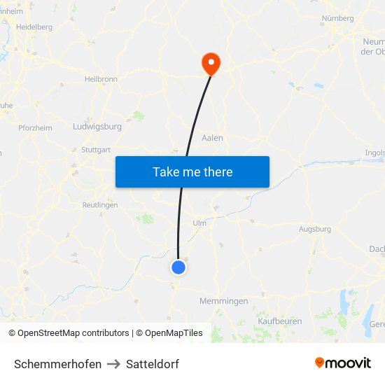 Schemmerhofen to Satteldorf map