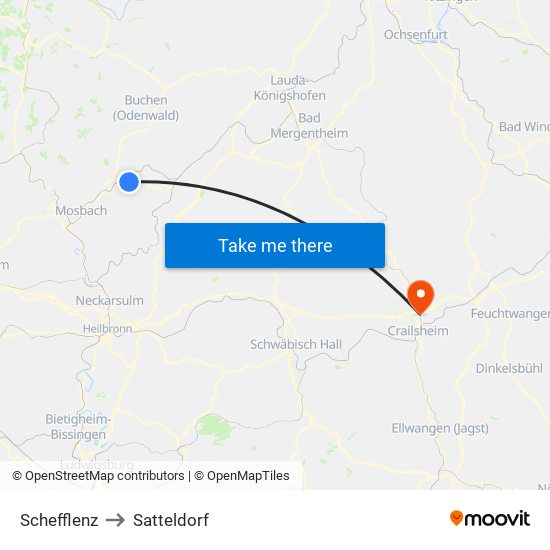 Schefflenz to Satteldorf map