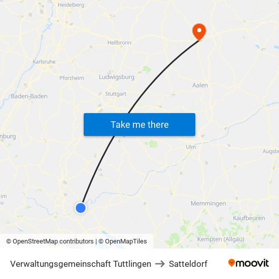 Verwaltungsgemeinschaft Tuttlingen to Satteldorf map
