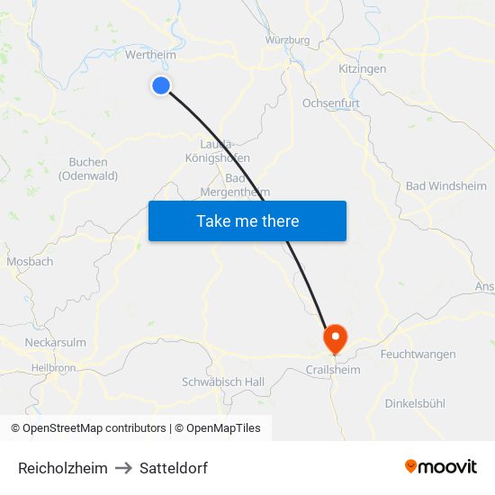 Reicholzheim to Satteldorf map