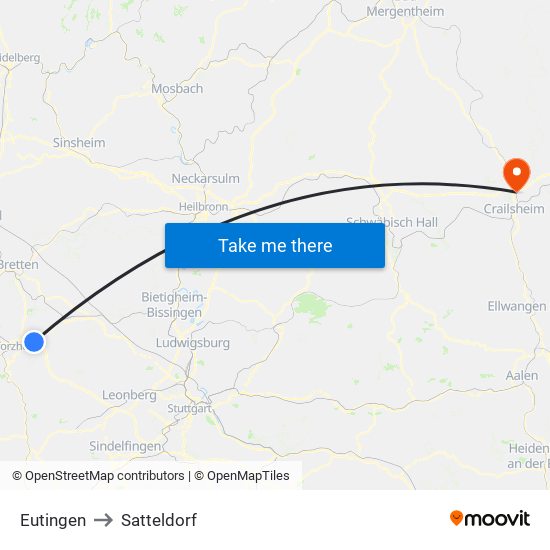 Eutingen to Satteldorf map
