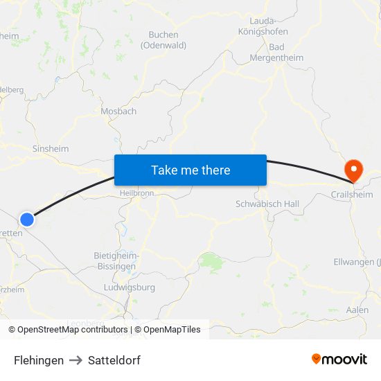 Flehingen to Satteldorf map