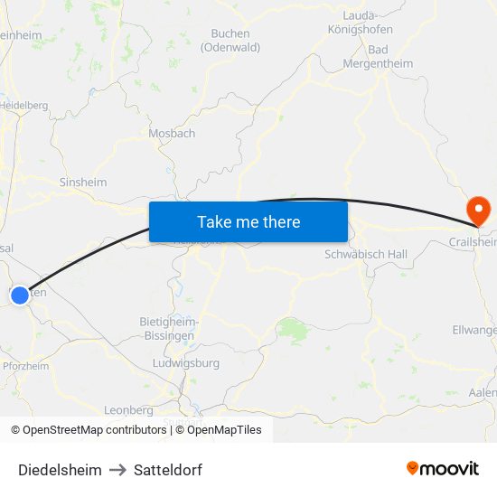 Diedelsheim to Satteldorf map