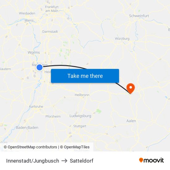 Innenstadt/Jungbusch to Satteldorf map