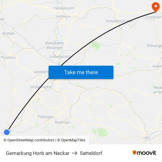 Gemarkung Horb am Neckar to Satteldorf map