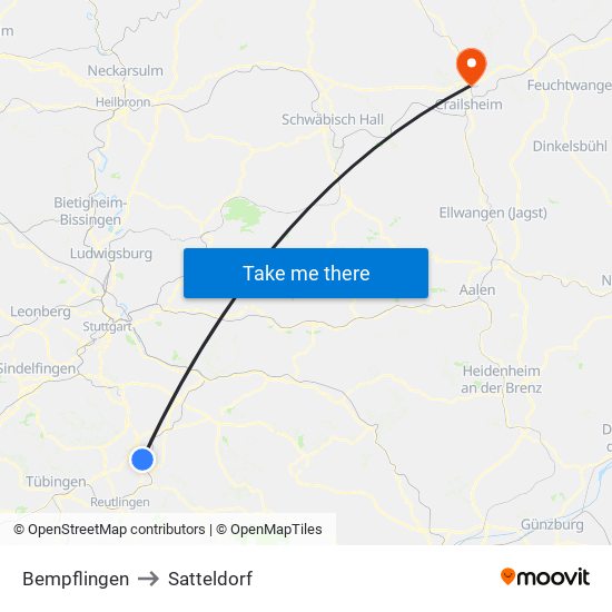 Bempflingen to Satteldorf map