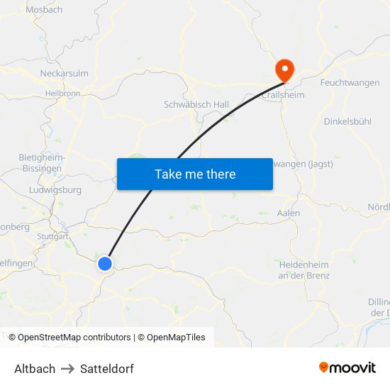 Altbach to Satteldorf map