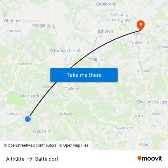 Althütte to Satteldorf map