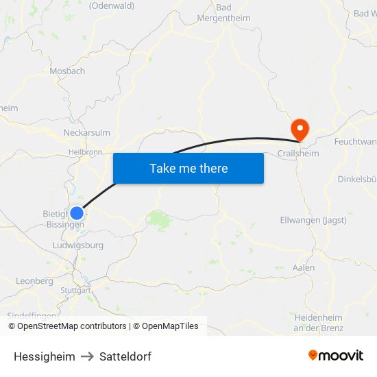 Hessigheim to Satteldorf map