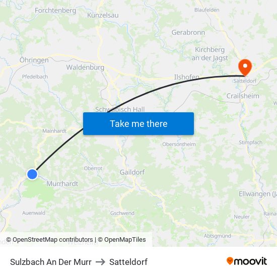 Sulzbach An Der Murr to Satteldorf map