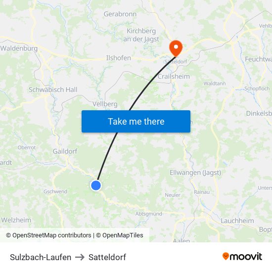 Sulzbach-Laufen to Satteldorf map