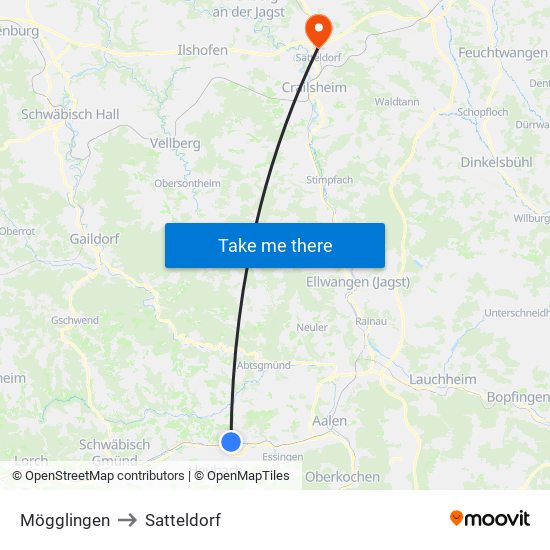 Mögglingen to Satteldorf map