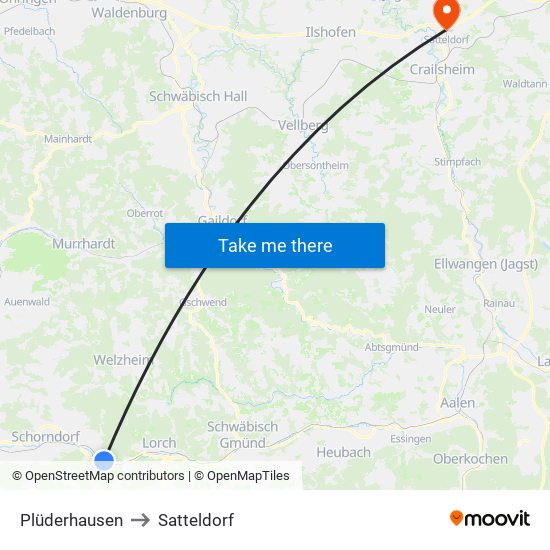 Plüderhausen to Satteldorf map