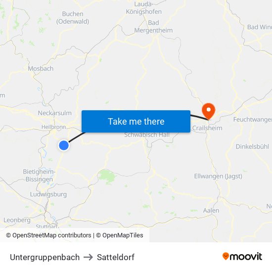 Untergruppenbach to Satteldorf map