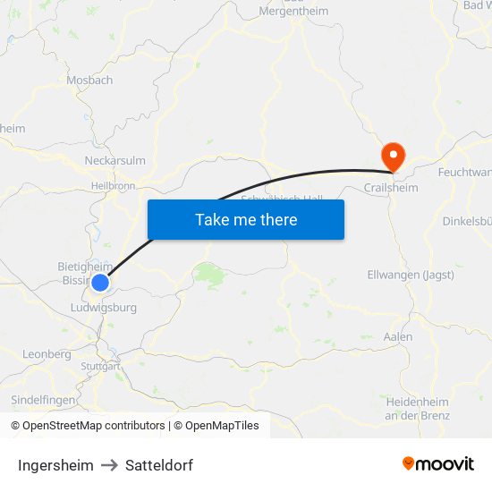 Ingersheim to Satteldorf map