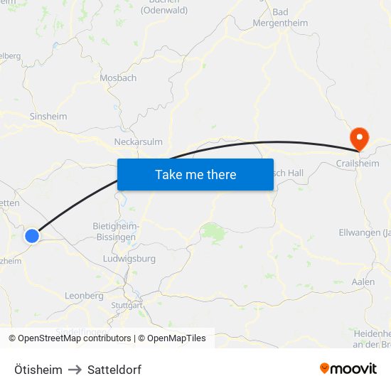 Ötisheim to Satteldorf map
