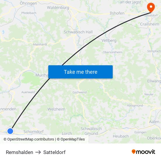 Remshalden to Satteldorf map