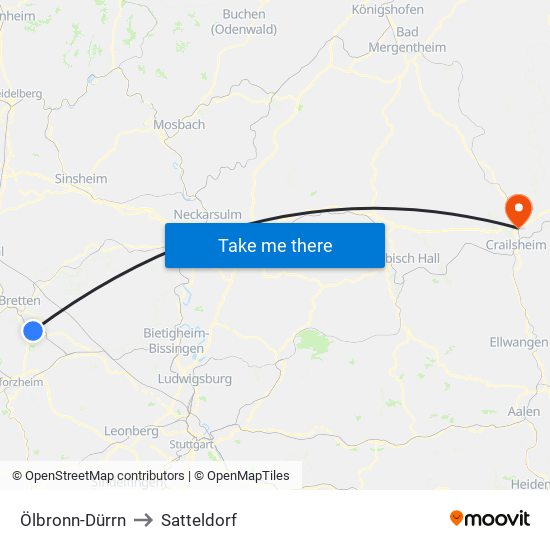 Ölbronn-Dürrn to Satteldorf map