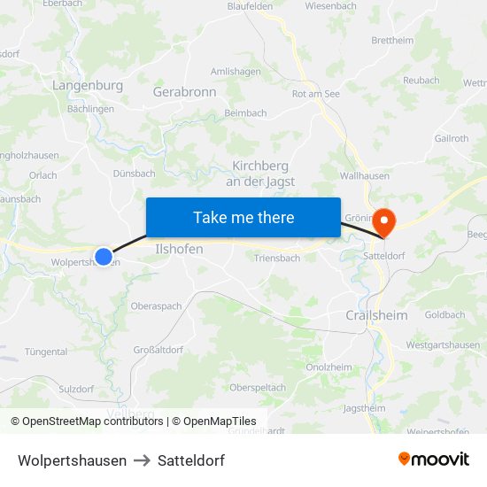 Wolpertshausen to Satteldorf map