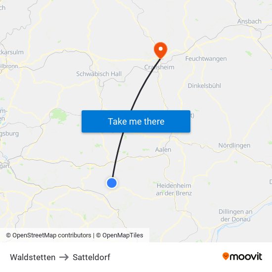 Waldstetten to Satteldorf map