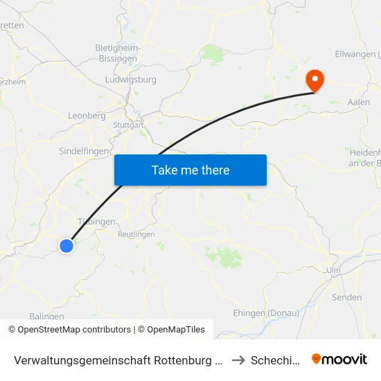 Verwaltungsgemeinschaft Rottenburg am Neckar to Schechingen map
