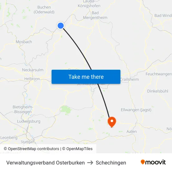 Verwaltungsverband Osterburken to Schechingen map