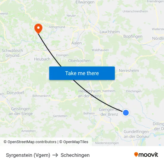 Syrgenstein (Vgem) to Schechingen map