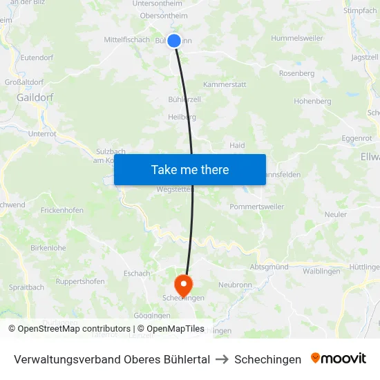 Verwaltungsverband Oberes Bühlertal to Schechingen map