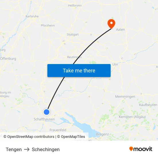 Tengen to Schechingen map