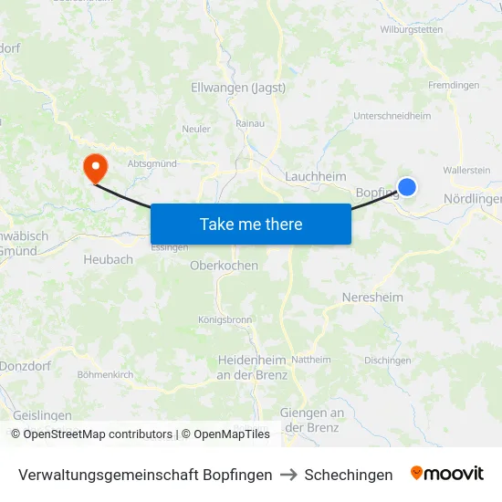 Verwaltungsgemeinschaft Bopfingen to Schechingen map