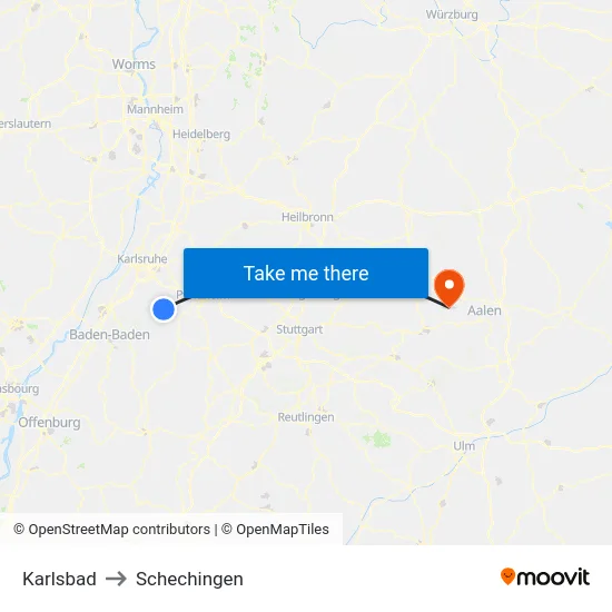Karlsbad to Schechingen map