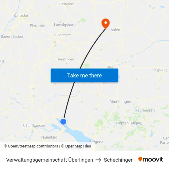 Verwaltungsgemeinschaft Überlingen to Schechingen map
