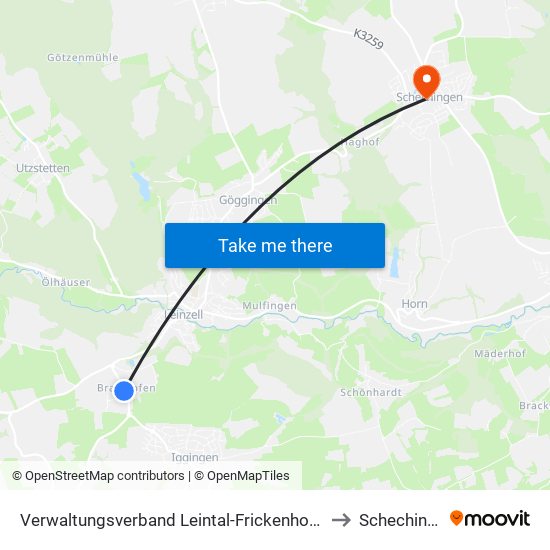 Verwaltungsverband Leintal-Frickenhofer Höhe to Schechingen map