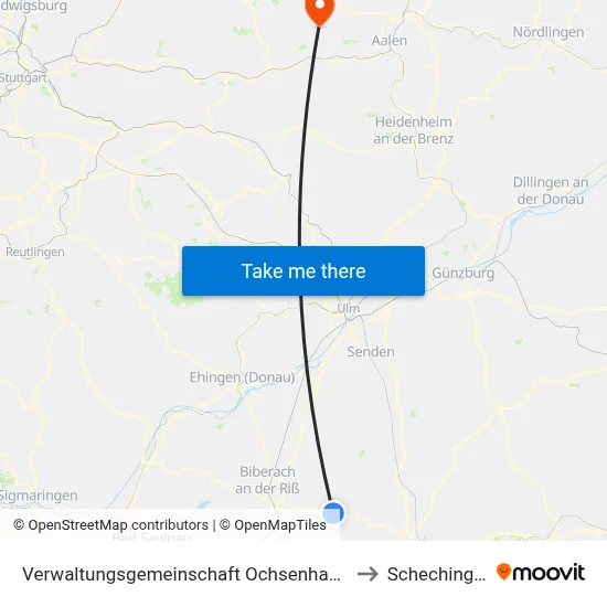 Verwaltungsgemeinschaft Ochsenhausen to Schechingen map