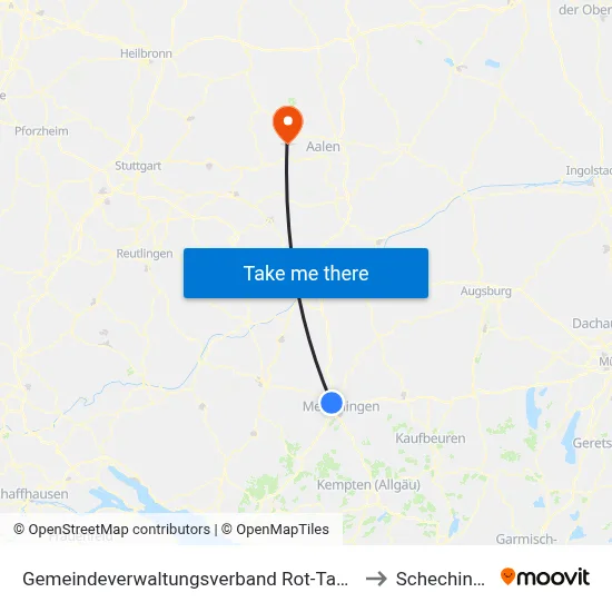 Gemeindeverwaltungsverband Rot-Tannheim to Schechingen map