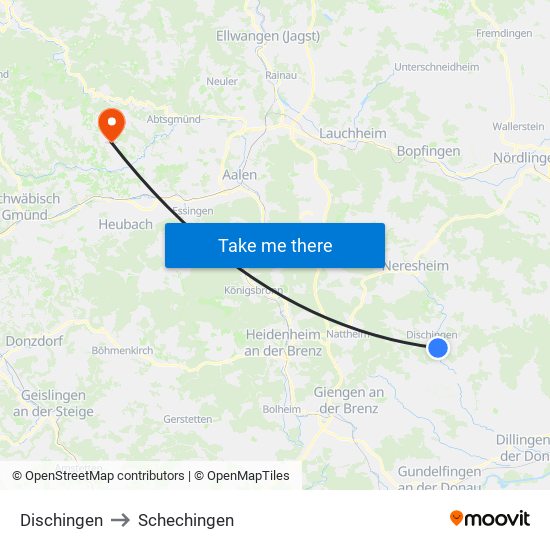 Dischingen to Schechingen map