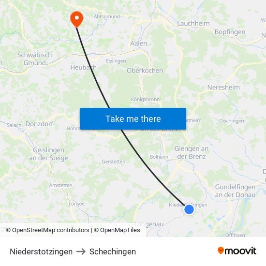 Niederstotzingen to Schechingen map