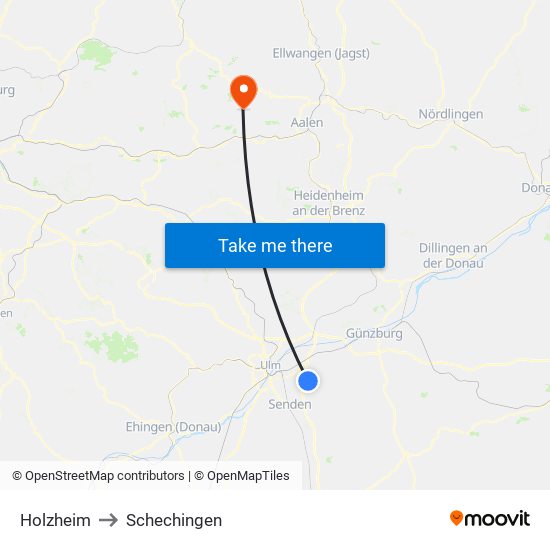 Holzheim to Schechingen map