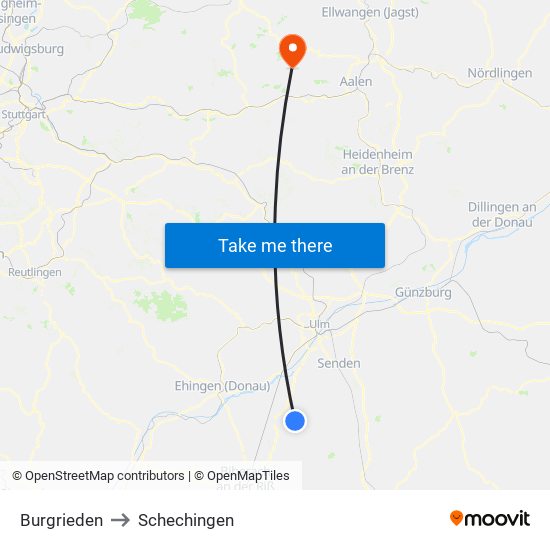 Burgrieden to Schechingen map