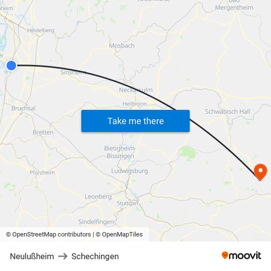 Neulußheim to Schechingen map