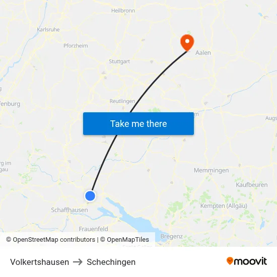 Volkertshausen to Schechingen map