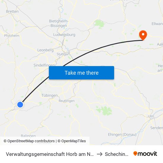 Verwaltungsgemeinschaft Horb am Neckar to Schechingen map