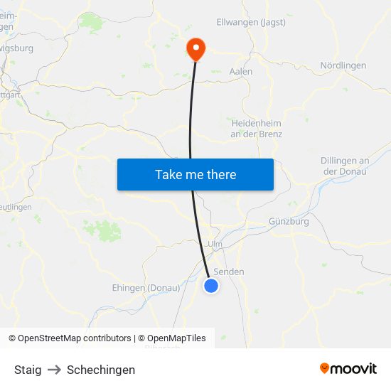 Staig to Schechingen map