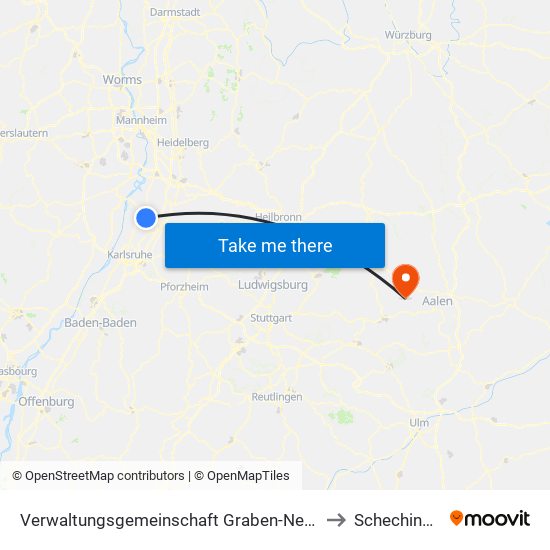 Verwaltungsgemeinschaft Graben-Neudorf to Schechingen map