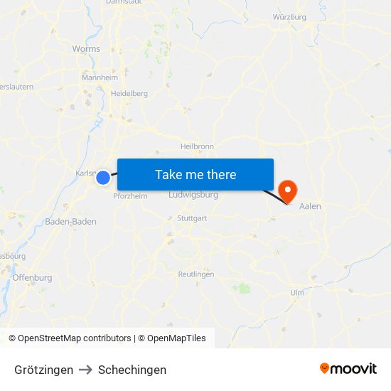 Grötzingen to Schechingen map