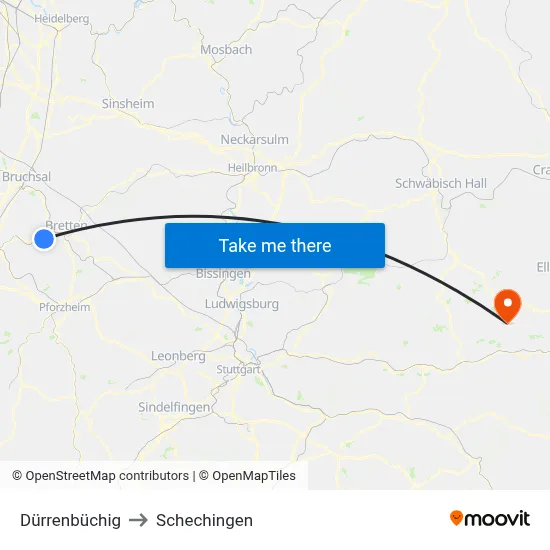 Dürrenbüchig to Schechingen map