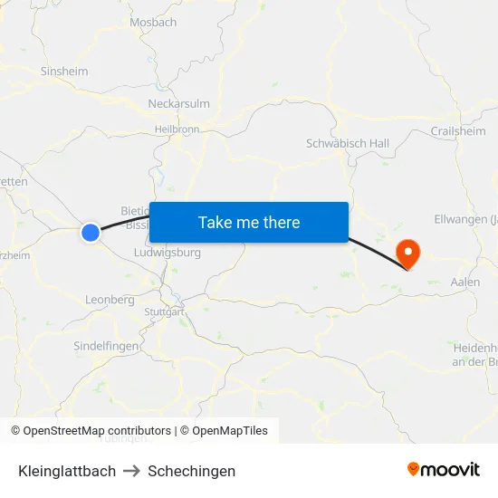 Kleinglattbach to Schechingen map
