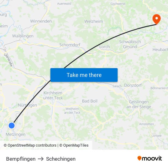 Bempflingen to Schechingen map