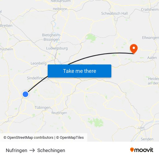 Nufringen to Schechingen map