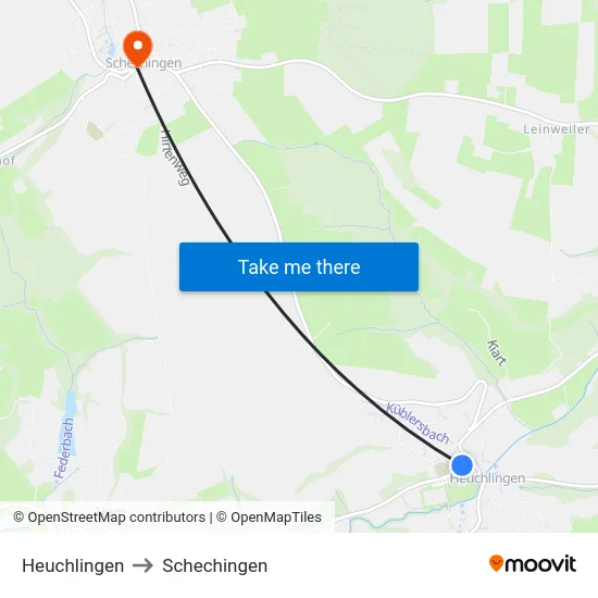 Heuchlingen to Schechingen map